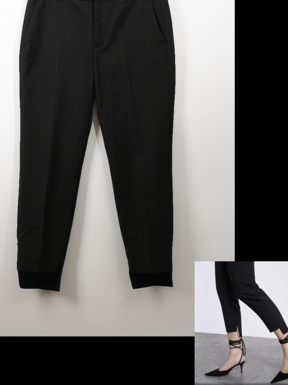 Zara Black High Low Cropped Hem Pants